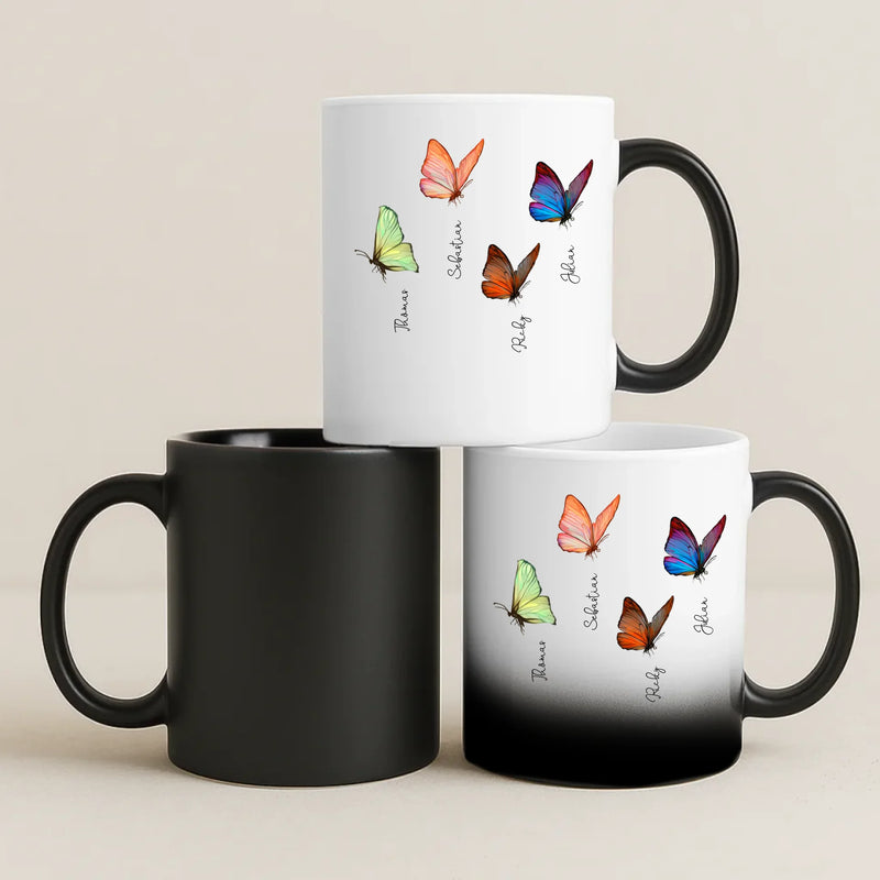 Magische Tasse mit Thermo-Farbwechsel und personalisiertem Namen – witzige Geschenkidee von Love & Faith