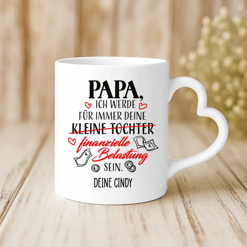 Personalisierte Tasse Finanzielle Belastung mit Foto für Mama & Papa – Motiv 2