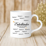 Weiße Tasse mit Herzhenkel und personalisiertem Namen – romantische Geschenkidee von Love & Faith