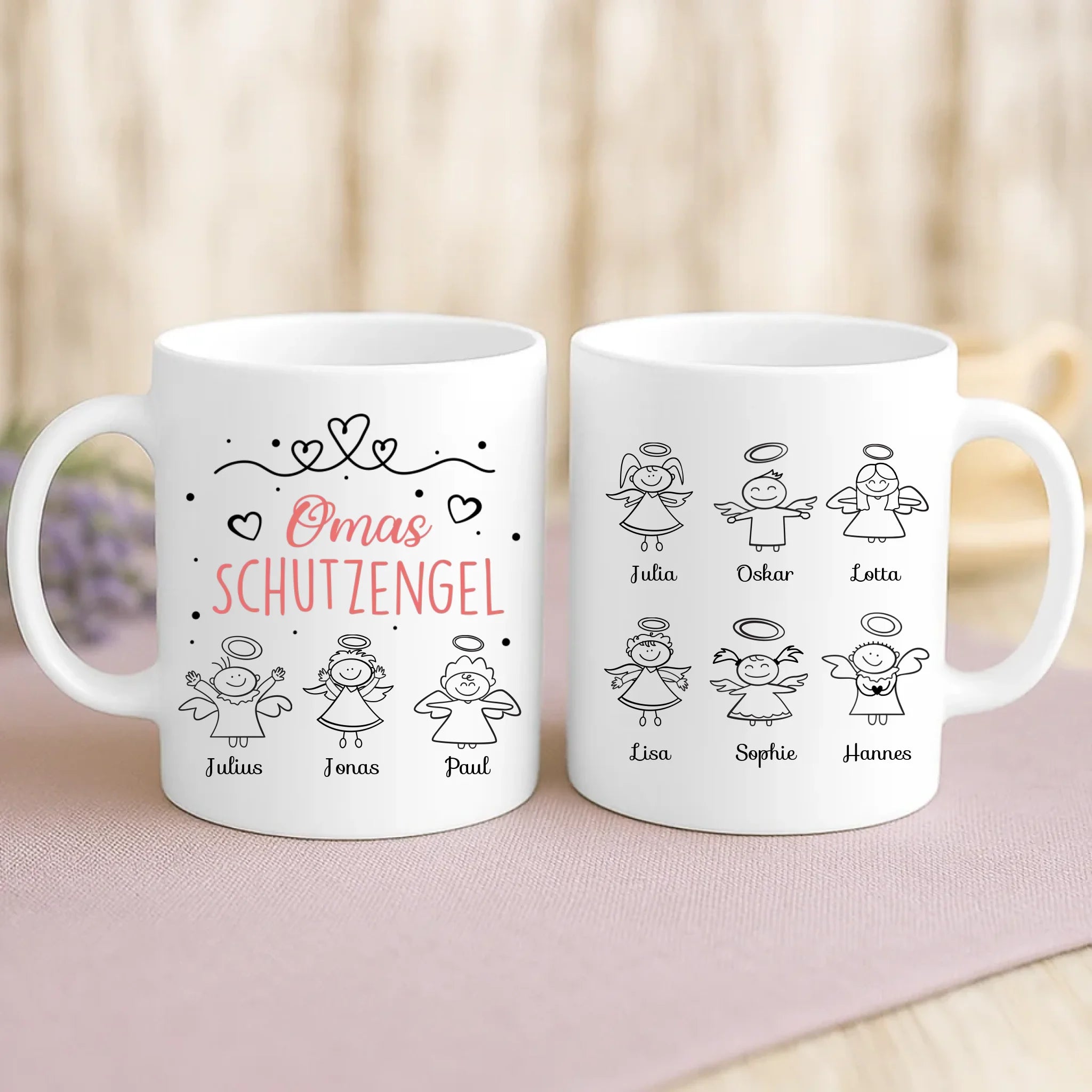 Weiße Tasse mit personalisiertem Spruch und Namen – individuelle Geschenkidee von Love & Faith