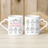 Weiße Tasse mit Herzhenkel und personalisiertem Namen – romantische Geschenkidee von Love & Faith
