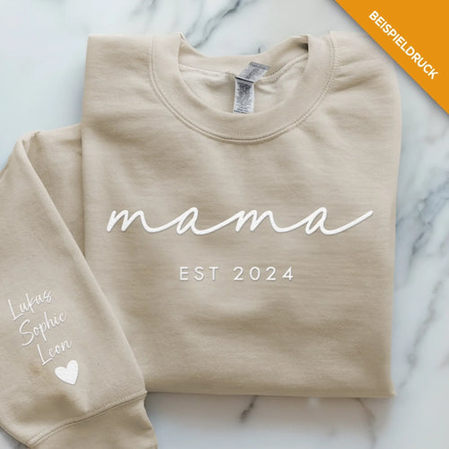 beiger Pullover personalisierbar Papa Slogan mit Kindernamen - gefertigt von Love & Faith