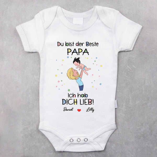 weißer kurzarm Babybody personalisierbar mit Namen - gefertigt con Love & Faith
