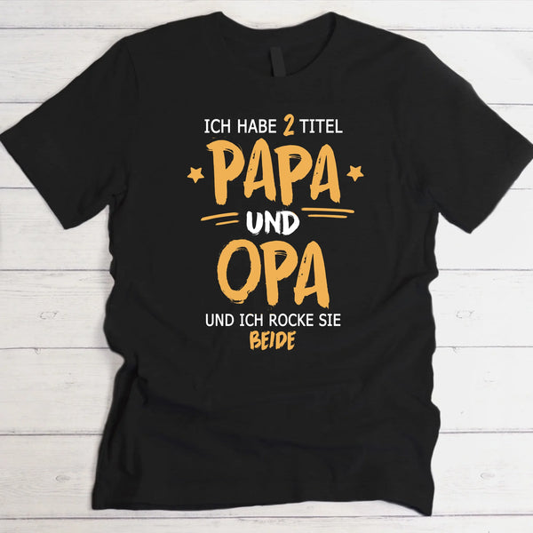 schwarzes T-Shirt für Opa zum Vatertag mit Personalisierung von Love & Faith