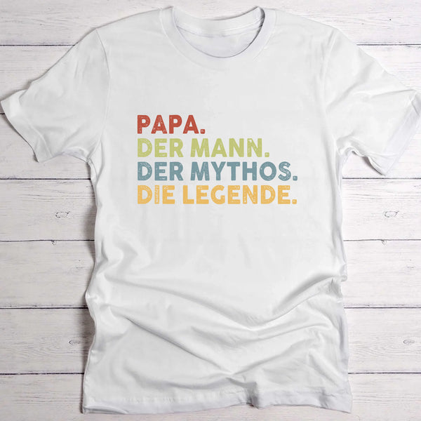 weißes T-Shirt für Mann mit Name, Papa, Mythos, Legende zum Vatertag von Love & Faith