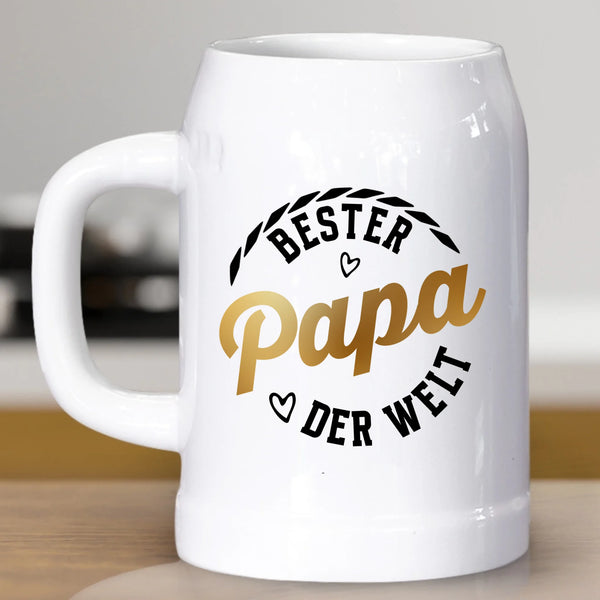 Bester Papa - Personalisierter Bierkrug aus Keramik für Papa