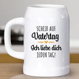 Weißer Keramik Bierkrug zum Vatertag personalisiert von Love & Faith