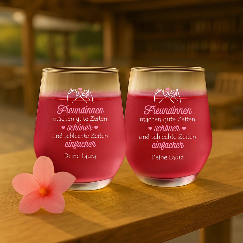 2er Set Weintumbler für Freundinnen mit Namen und persönlichem Text gestalten von Love & Faith