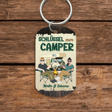 Metall-Schlüsselanhänger "Schlüssel zum Camper" mit personalisierbaren Personen und Namen gedruckt von Love & Faith
