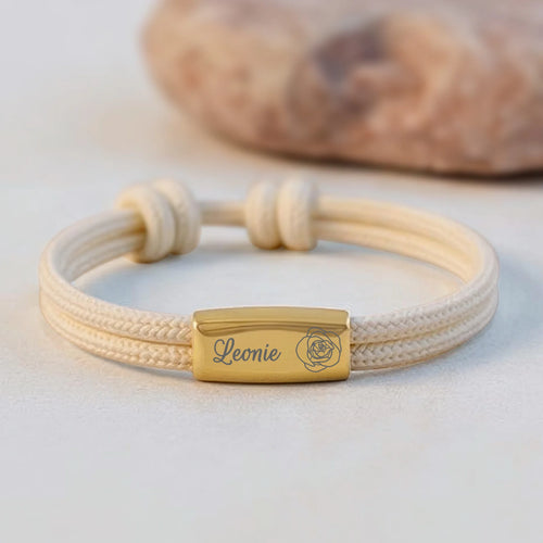 beiges Segeltau Armband mit persönlicher Namensgravur von Love & Faith