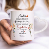 Kindergartenabschied Tasse personalisiert von Love & Faith mit Herzhenkeln
