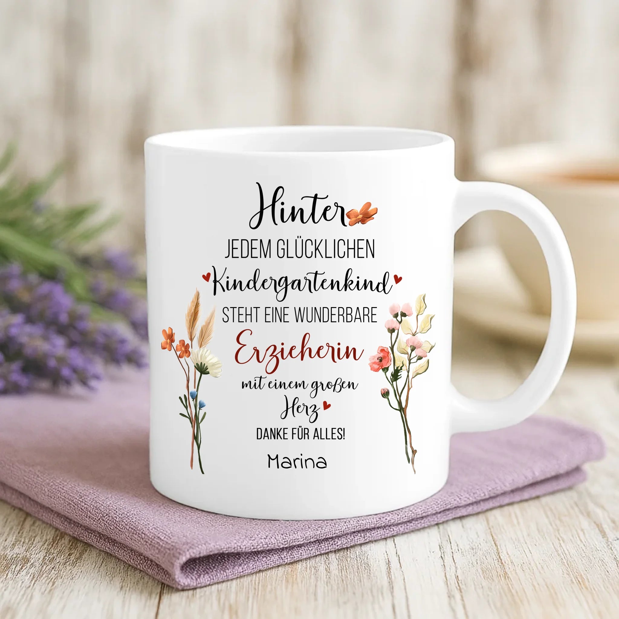 Kindergartenabschied Tasse mit personalisiertem Spruch und Namen – individuelle Geschenkidee von Love & Faith