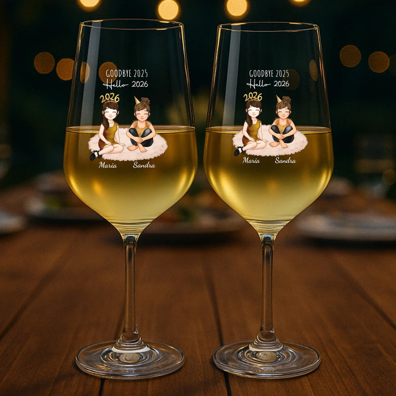 Personalisiertes Weinglas 2er Set für beste Freundinnen zu Silvester personalisiert von Love & Faith