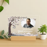 Andenken Verstorbene Acrylaufsteller mit Holzsockel für Trauergeschenk gestalten von Love & Faith
