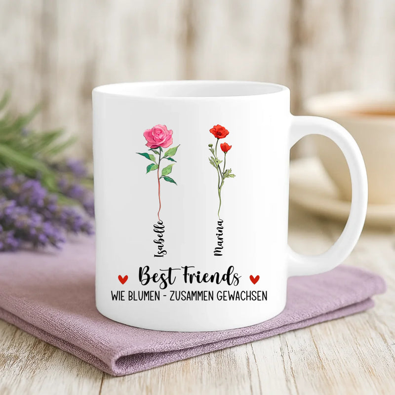 Personalisierte Tasse mit Blumen für beste Freunde von Love & Faith