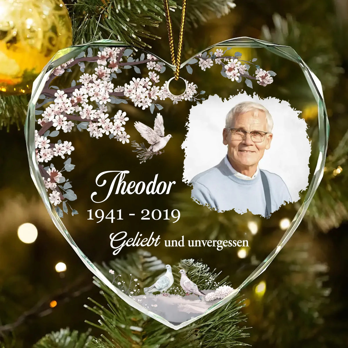 Personalisiertes Kristallornament in Herzform zur Erinnerung an die Liebsten Dem Herzen ewig nah
