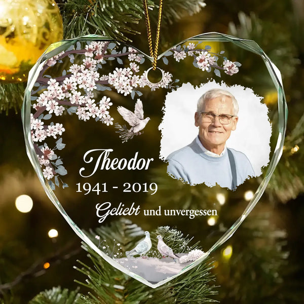 Kristallornament in Herzform zur Erinnerung an die Liebsten Erinnerung an Verstorbene von Love & Faith