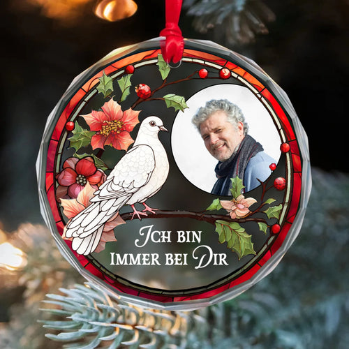 Personalisiertes Kristallornament mit Druck zur Erinnerung – Immer bei dir – Motiv 2