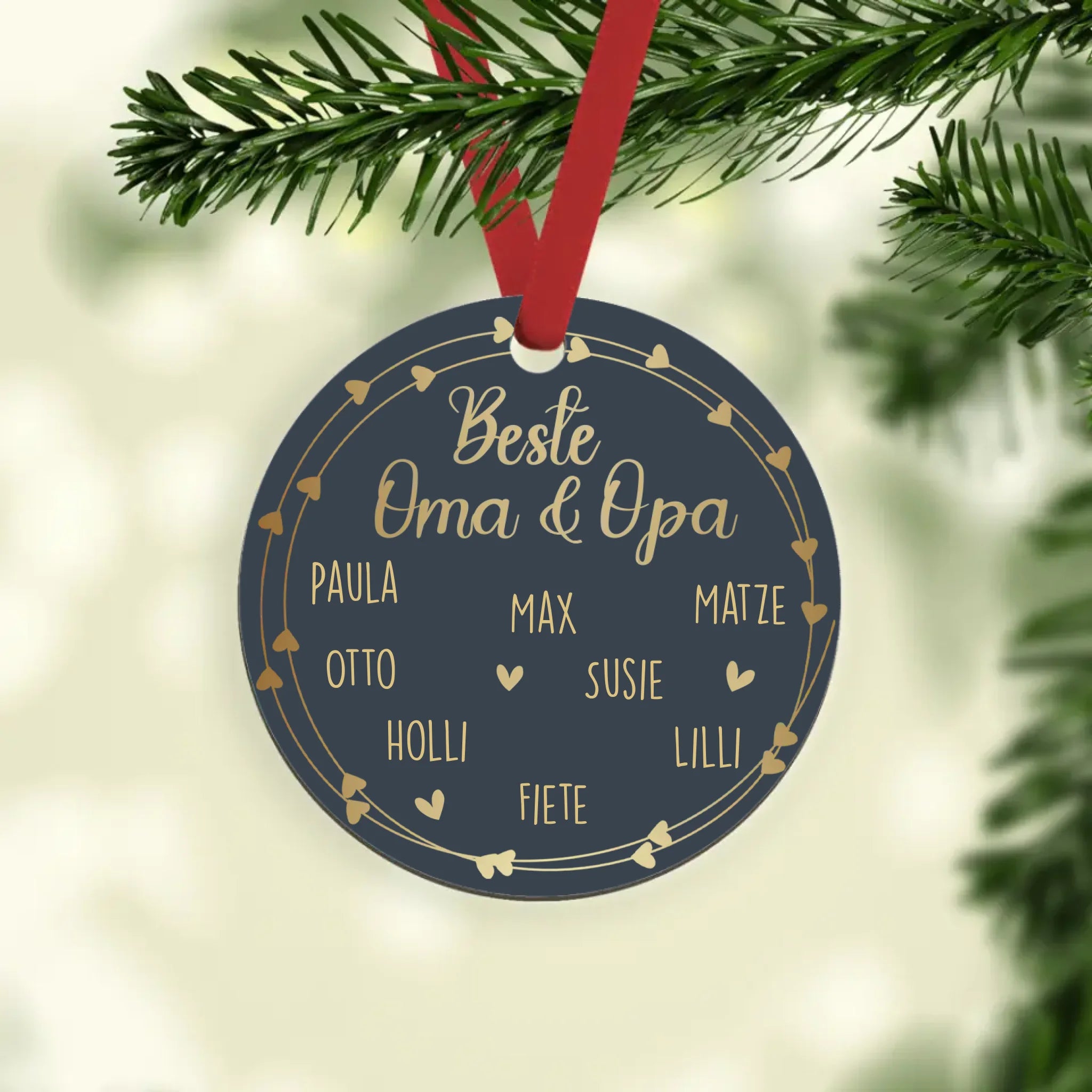 Weihnachtsschmuck für Großeltern mit bis 8 Enkelnamen von Love & Faith personalisiert