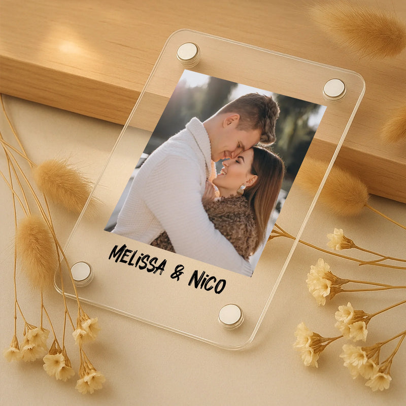 Acrylmagnet für Kühlschrank mit Foto als Partnergeschenk personalisiert von Love & Faith