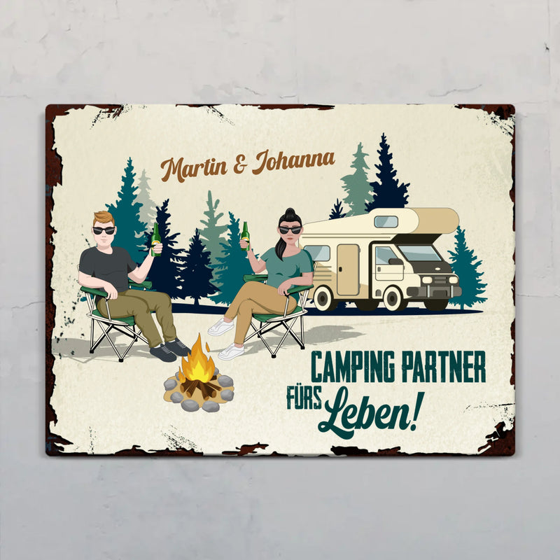 Camping Couple - Outdoor-Türschild