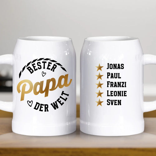 Bester Papa - Personalisierter Bierkrug aus Keramik für Papa