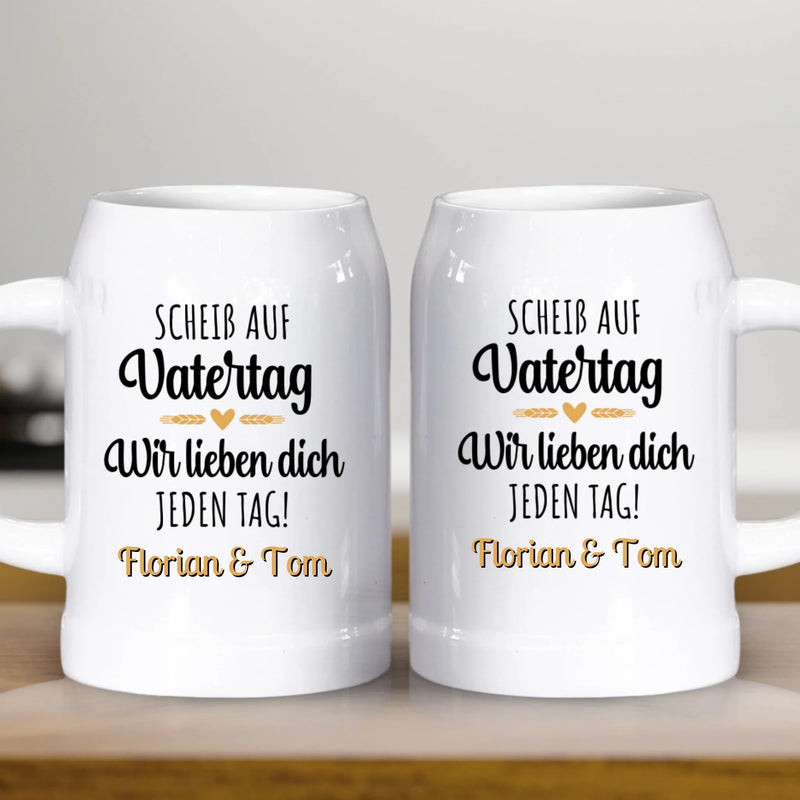 Vatertag - Personalisierter Bierkrug aus Keramik zum Vatertag