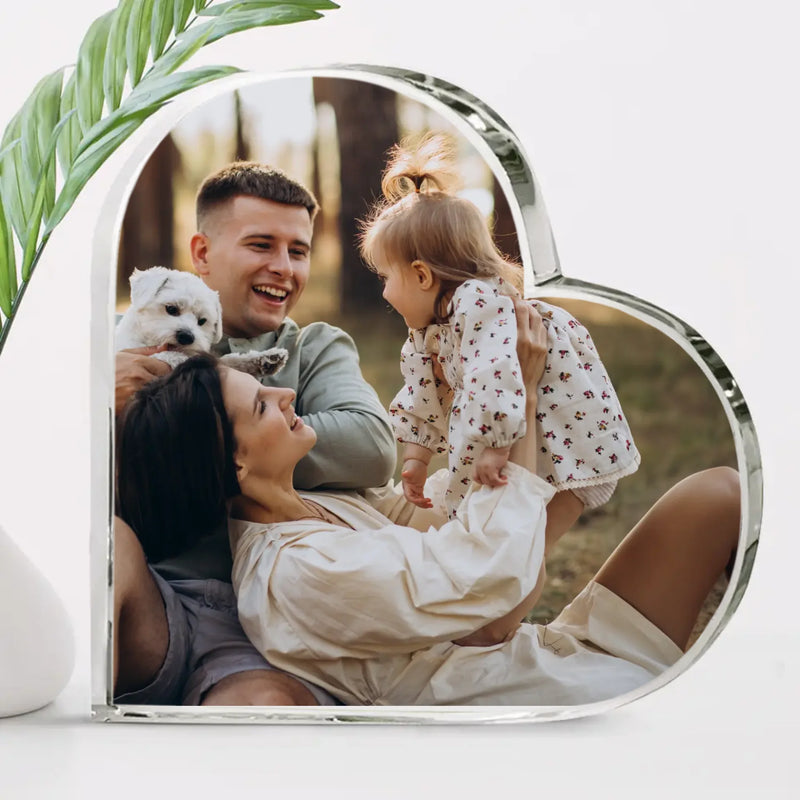 Personalisiertes Foto Glasherz selbst gestalten mit Love & Faith