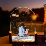 Runder LED Aufsteller Sternenhimmel mit Zeichnung und Namen als Geschenkidee zum Jahrestag von Love & Faith