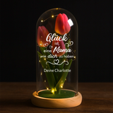 Ewige Tulpe in Glaskuppel mit "Glück ist es eine Mama zu haben" personalisiertes Geschenk zum Muttertag von Love & Faith