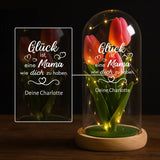 Ewige Tulpe in Glaskuppel mit "Glück ist es eine Mama zu haben" personalisiertes Geschenk zum Muttertag von Love & Faith