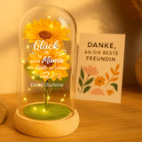 Ewige Sonnenblume in Glaskuppel mit "Glück ist es eine Mama zu haben" personalisiertes Geschenk zum Muttertag von Love & Faith