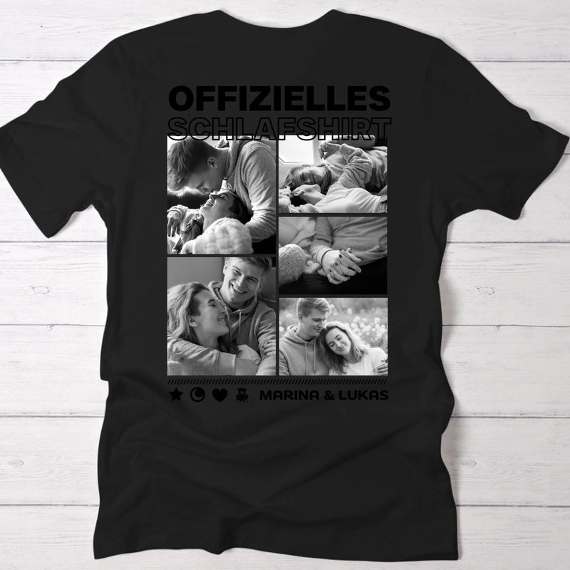 Personalisiertes Schlafshirt für Paare mit Foto-Upload und Backprint von Love & Faith