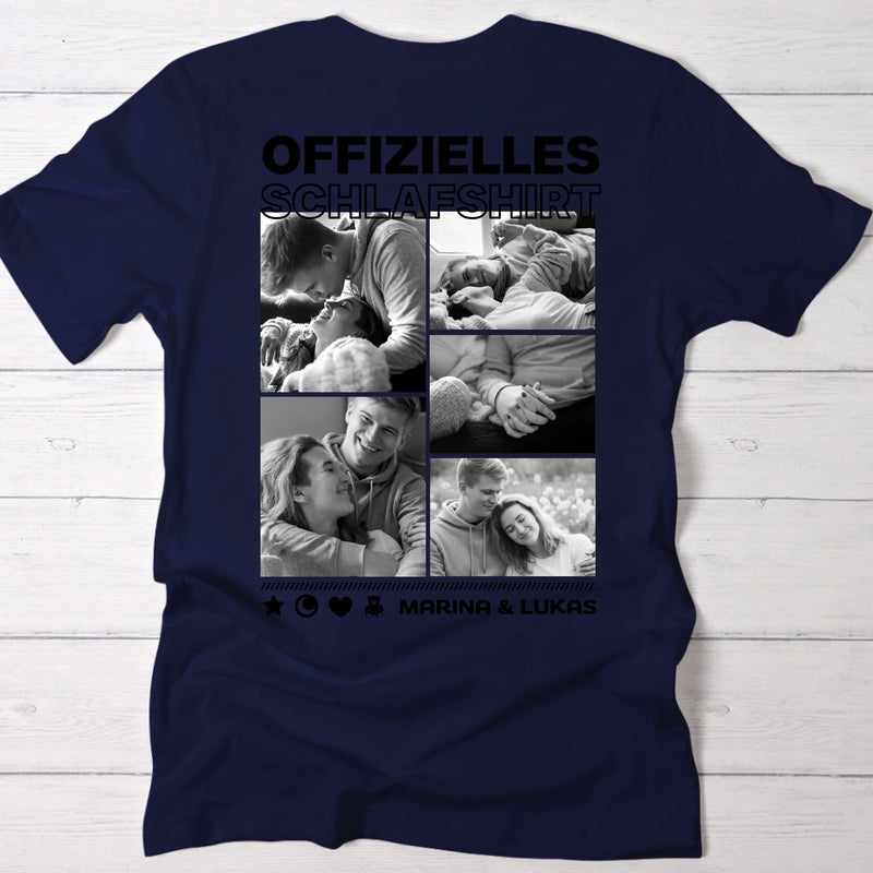 Personalisiertes Schlafshirt für Paare mit Foto-Upload und Backprint von Love & Faith