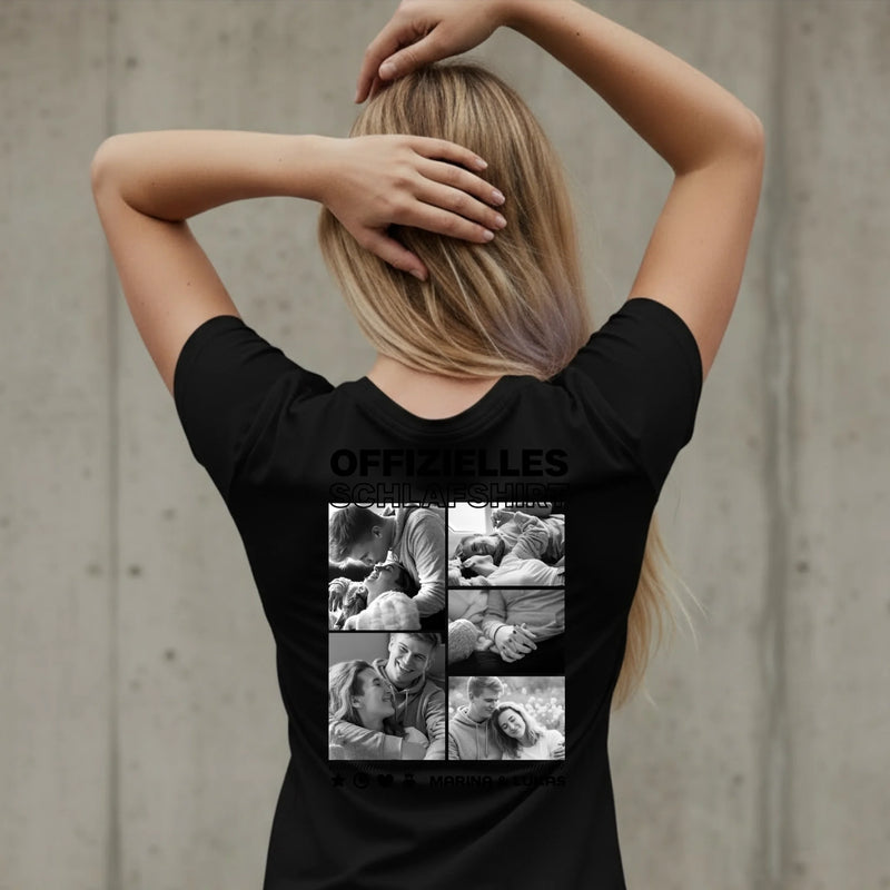 Personalisiertes Schlafshirt für Paare mit Foto-Upload und Backprint von Love & Faith