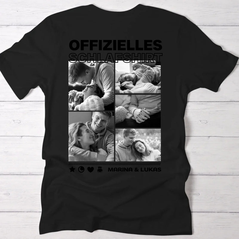 Personalisiertes Schlafshirt für Paare mit Foto-Upload und Backprint von Love & Faith