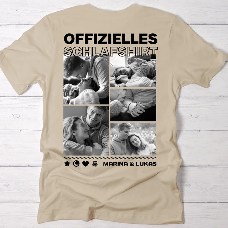 Personalisiertes Schlafshirt für Paare mit Foto-Upload und Backprint von Love & Faith