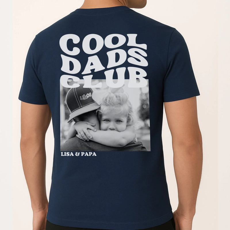Navyblaues T-Shirt für Cool Dad Club mit eigenem Foto gestalten zum Vatertag bei Love & Faith