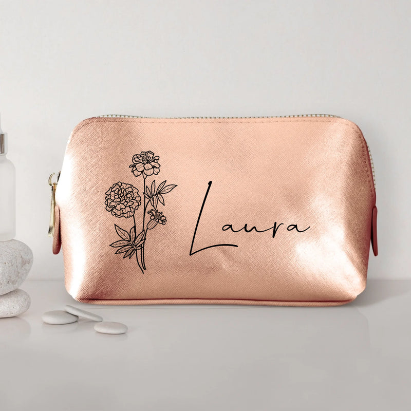 0,75l kupfer Kosmetiktasche aus PU Leder mit Name personalisiert von Love & Faith personalisiert