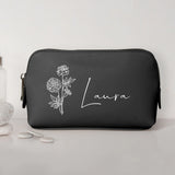 0,75l schwarz Kosmetiktasche aus PU Leder mit Name personalisiert von Love & Faith personalisiert