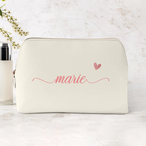 3l elfenbein Kosmetiktasche aus PU Leder mit Name personalisiert von Love & Faith personalisiert