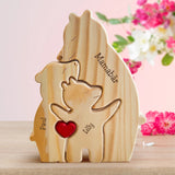 Personalisierte Holzbärenfamilien Puzzle Mutter und 2 Kinder zum Aufstellen mit Gravur von Love & Faith