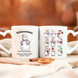 Personalisierte Schneemanntasse mit bis zu 10 Personen individuell gestalten mit Love & Faith
