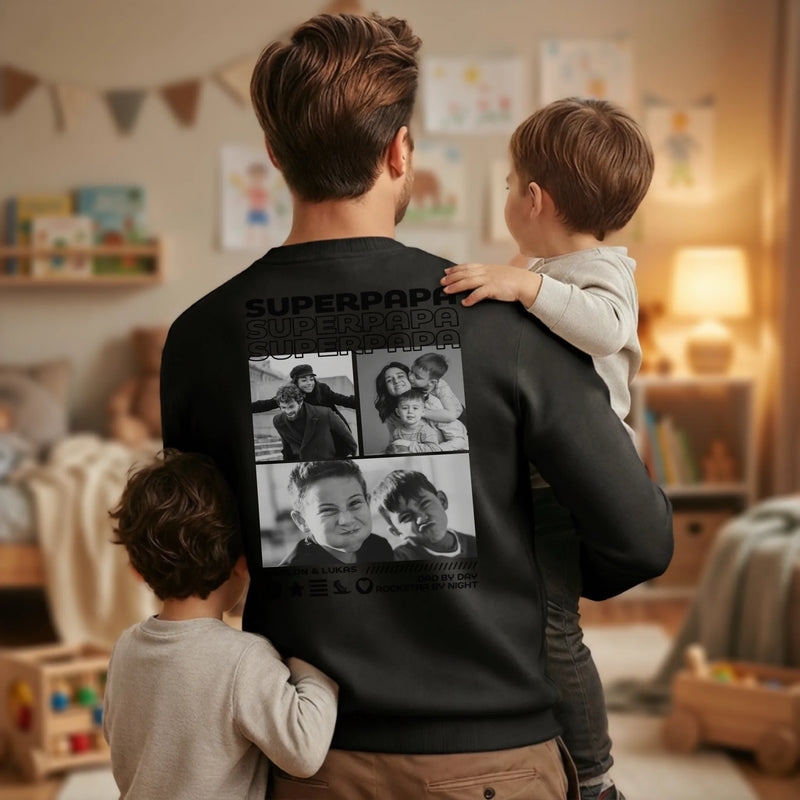 Personalisiert bedruckter Foto Backprint Sweater in schwarz von Love & Faith
