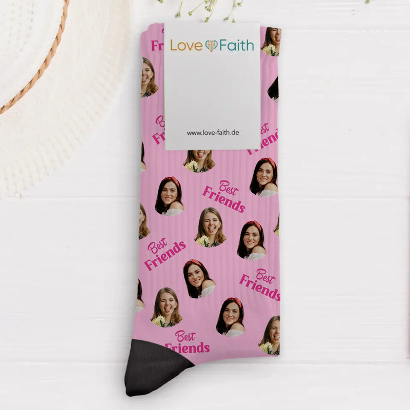 Socken mit eigenen Fotos für Freundinnen 43-46 individuell gedruckt von Love & Faith