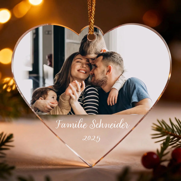 Personalisierbarer Weihnachtsbaumanhänger mit eigenem Foto für Familie zu Weihnachten von Love & Faith