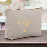 Personalisierte Samt moonstone Kosmetiktasche für MakeUp und Kosmetika mit Namen von Love & Faith