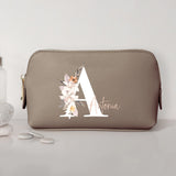 taupe PU Kosmetiktasche 0,75 Liter klein mit Initiale und Name personalisiert von Love & Faith