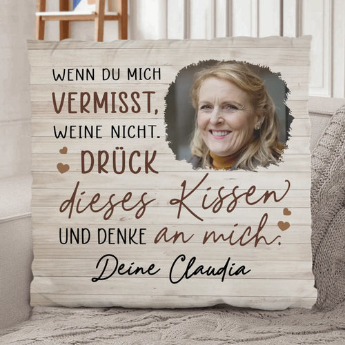 40x40cm Kissen personalisiert mit Foto und Spruch von Love & Faith