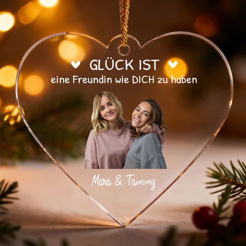 Personalisierter Acryl Weihnachtsbaumschmuck mit Foto für Freundinnen – Beste Freundinnen